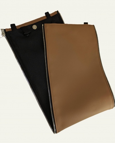 Handgemachtes Mittelteil aus braunem, veganem Bio-Kunstleber mit Silberdetails